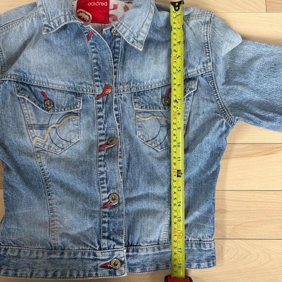 Vintage Y2K Ecko Red Denim Jacket – Cropped Fitted Style Size M - Picture 7 of 8